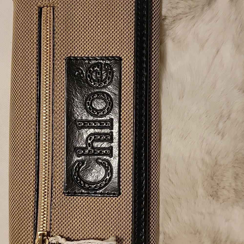 Chloe Beige Canvas and Black Leather Wallet - Picture 2 of 11
